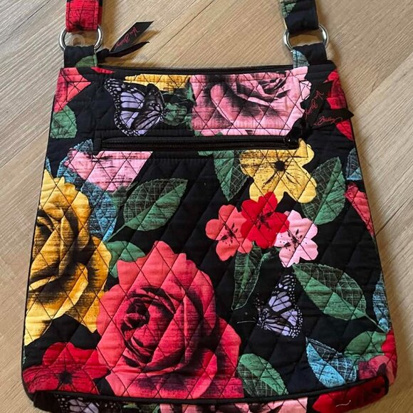 Vera Bradley Handbags - Vera Bradley Triple Zip Hipster Purse Parisian Paisley, Havana Rose, Charcoal